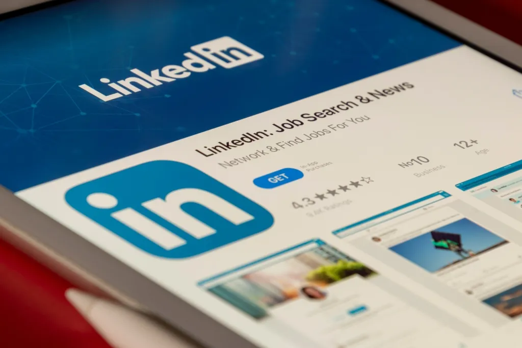 LinkedIn profile page for Liz Male Consulting showing job search and alerts section with profile navigation and content feed below.