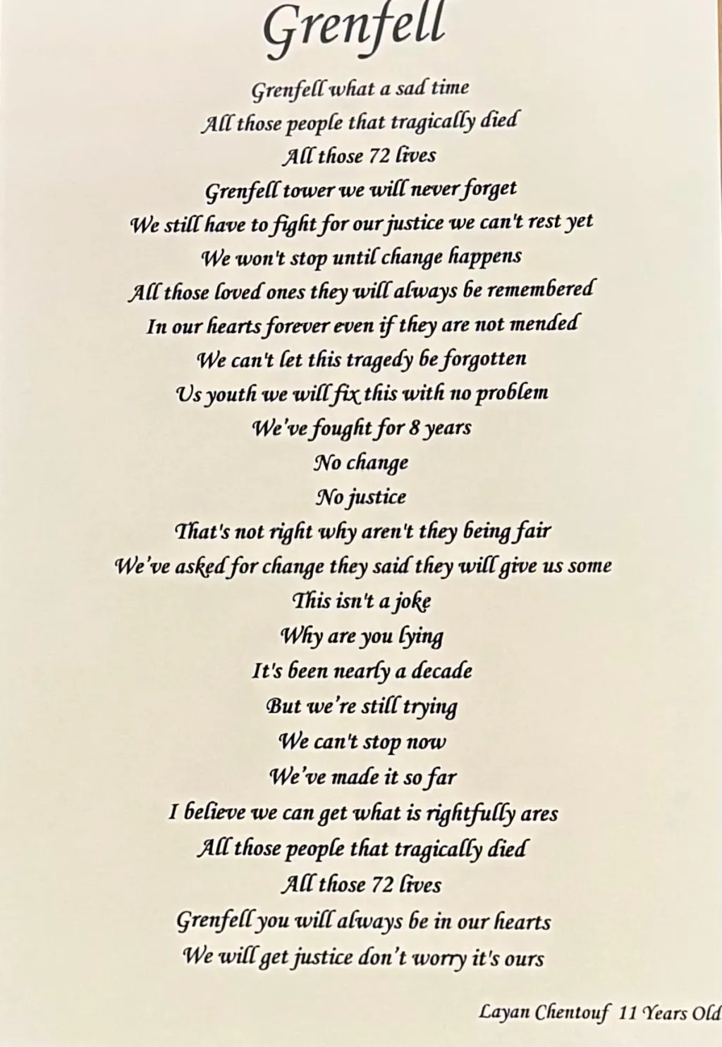 A poem titled 