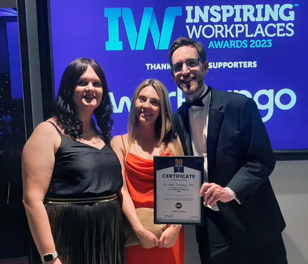 Ruth, Hannah and Dan from LMC celebrate another success for LMC