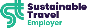 Sustainable Travel Employer logo with a stylized green 
